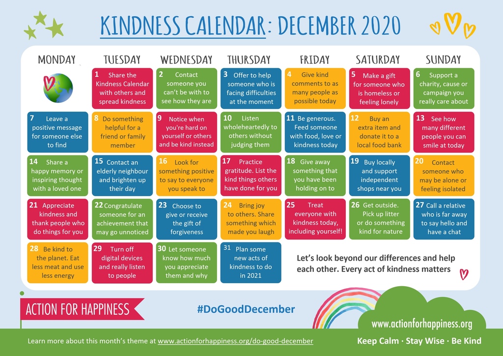 december kindness calendar